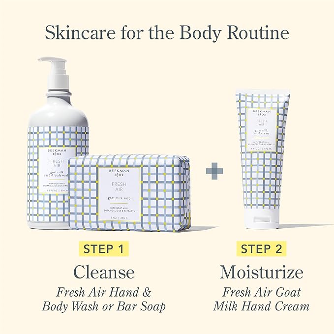 Beekman 1802 Pure Goat Milk Hand Cream, Fresh Air - Scented - 3.4 oz - Moisturizing Lotion for Dry Skin - Anti-Aging Hydration - Good for Sensitive Skin - Cruelty Free - Packaging May Vary