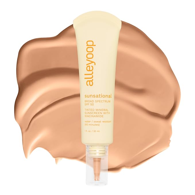 Alleyoop Sunsational Tinted Moisturizer SPF 50 for Face Broad Spectrum – 100% Mineral Face Sunscreen with Jojoba, Hydrating & Soothing Tinted Sunscreen, Vegan & Cruelty-Free (Sunrise)