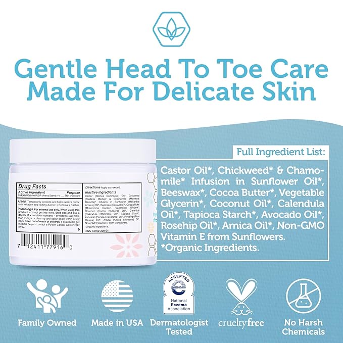 Era Organics Healing Ointment for Babies - USDA Certified Organic Natural Moisturizer Gentle on Sensitive Skin Prone To Baby Eczema, Cradle Cap (Infant Seborrheic Dermatitis), Rashes, Hives 4oz