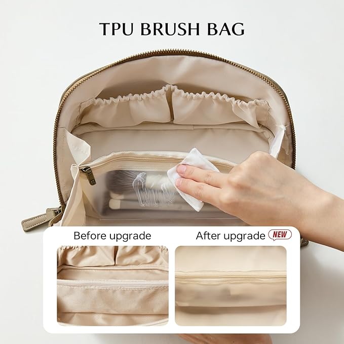 EACHY Travel Makeup Bag,Large Capacity Cosmetic Bags for Women,Waterproof Portable Pouch Open Flat Toiletry Bag Pattern Makeup Bag