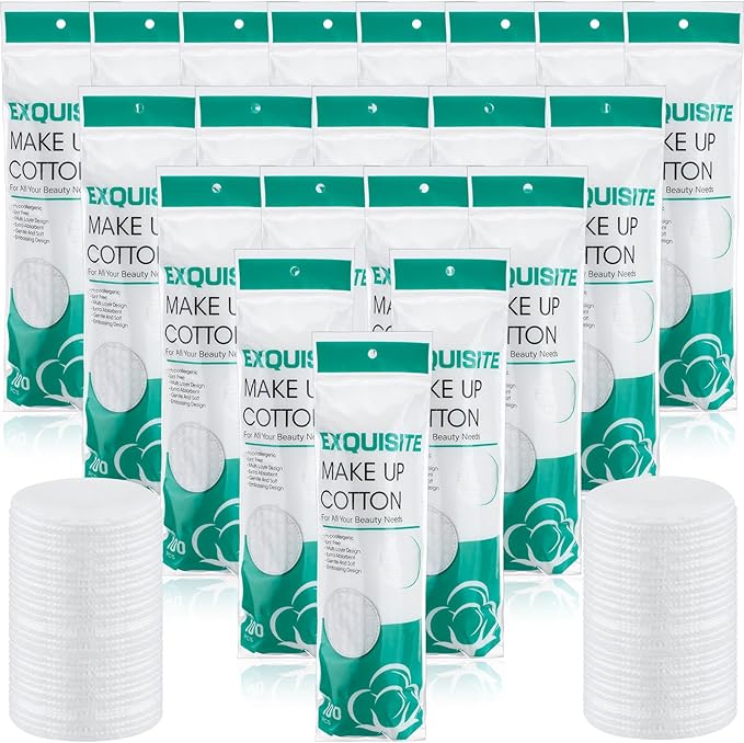 Maxcheck 2000 Pcs Cotton Rounds Bulk Exfoliating Rounds for Face Makeup Remover Cotton Facial Pads for Face Makeup Removal Toner Pads