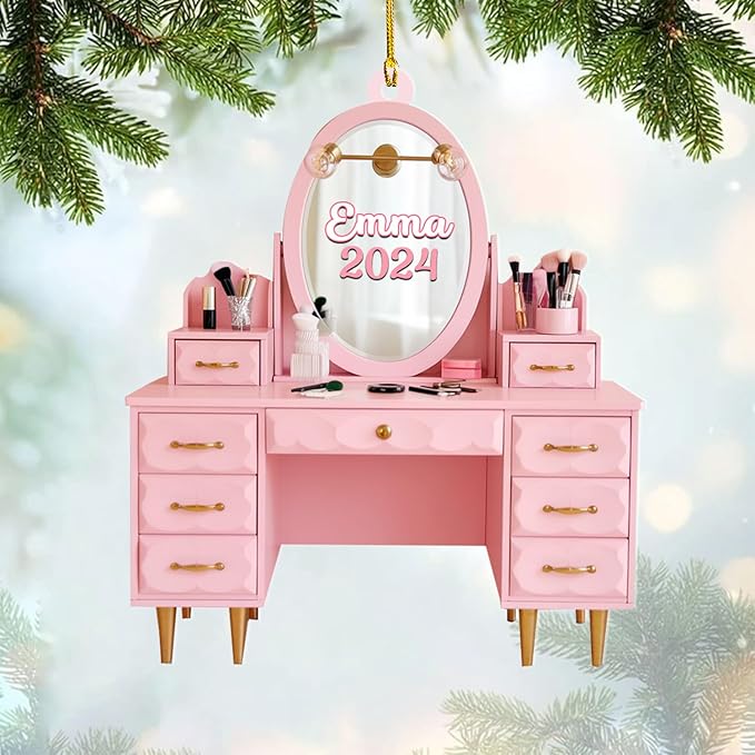 Personalized Makeup Tools Ornament – Custom Beauty Christmas Tree Decoration, Holiday Keepsake Gift for Makeup Artists, Cosmetologists, Beauty Lovers, Salon Owners, Families and Coworkers (MKH9)