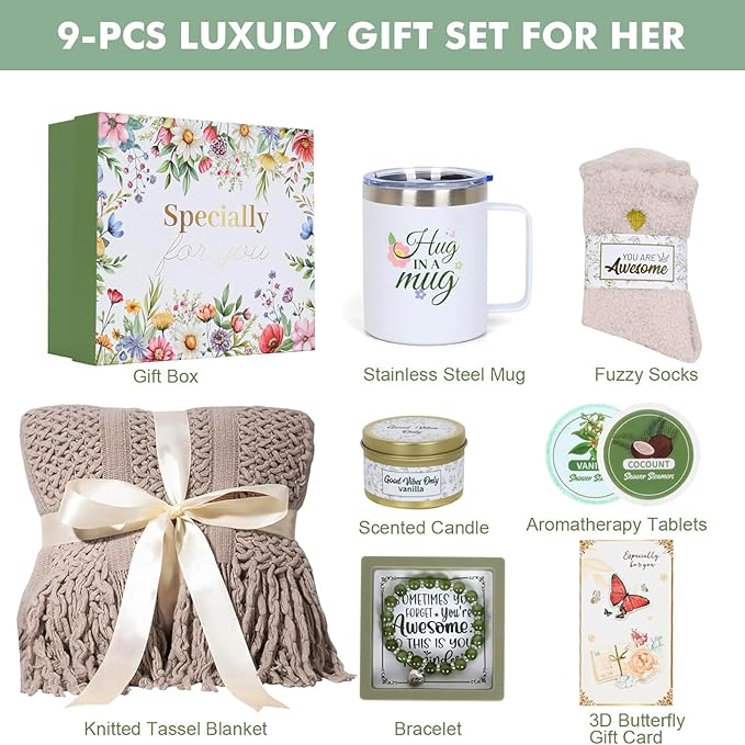 Self Care Gifts for Women - Spa Gift Box with Blanket, Candle, Tumbler, Bracelet - After Surgery Get Well Soon Gift Basket for Mom, Wife, Sister, Friend, Birthday, Sympathy, Thinking of You, Recovery