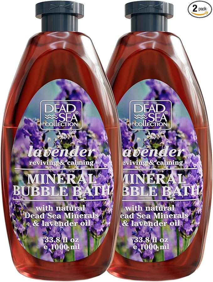 Dead Sea Collection Bubble Bath with Lavender for Women and Men - Lavender Oil and Pure Dead Sea Minerals - Nourishing and Moisturizing Skin - Pack of 2 (67.6 fl.oz)