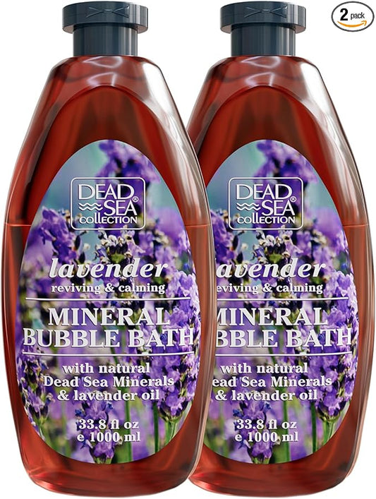 Dead Sea Collection Bubble Bath with Lavender for Women and Men - Lavender Oil and Pure Dead Sea Minerals - Nourishing and Moisturizing Skin - Pack of 2 (67.6 fl.oz)