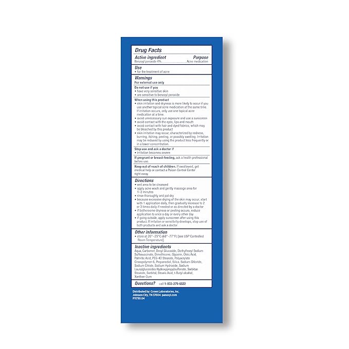 PanOxyl Antimicrobial Hydrating Acne Creamy Wash, 4% Benzoyl Peroxide, 6 Ounce (Pack of 2)