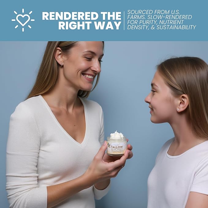 Eva Naturals Whipped Beef Tallow for Skin with Manuka Honey Moisturizer – Balm for Face – Moisturizing Cream for Soft, Smooth Skin - 2oz