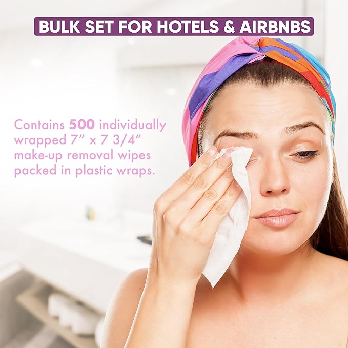 Fresh Aloe Makeup Remover Wipe for Hotel, AirBnB, VRBO, Vacation Rental (Case of 500)
