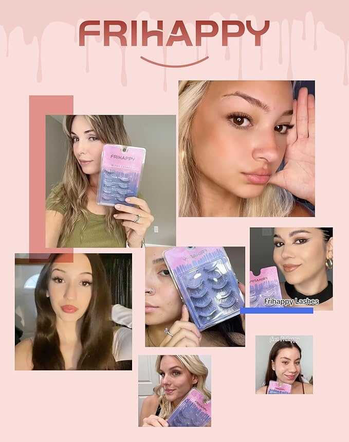 Short Lashes light wispy lashes Lashes Eyelashes Lashes Wispy False Eyelashes Natural Eyelashes Mink Lashes, Frihappy Lashes 5 Pairs Frihappy#8