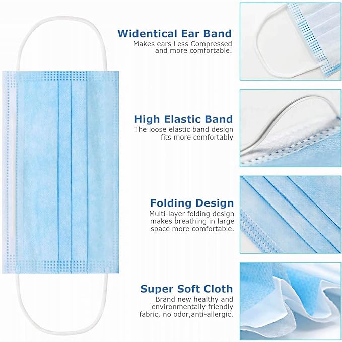 100 Pack Medical Disposable Face Masks for Protection, 3 Layers Safety Face Masks For Adults Daily Use