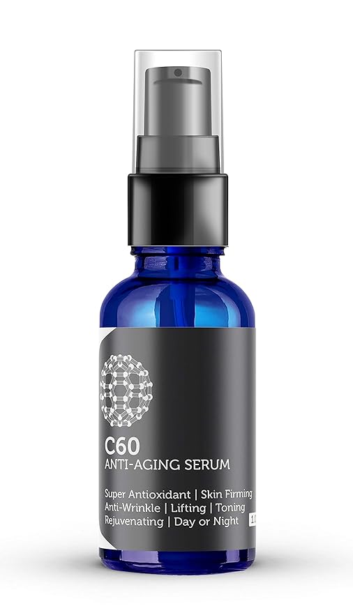 C60 Anti-Aging Face Serum 30ml with Hyaluronic Acid, Plant Stem Cells, Peptides, Vitamins B + C & Anti Aging Wrinkle Complexes for Men & Women Made with Organic Ingredients