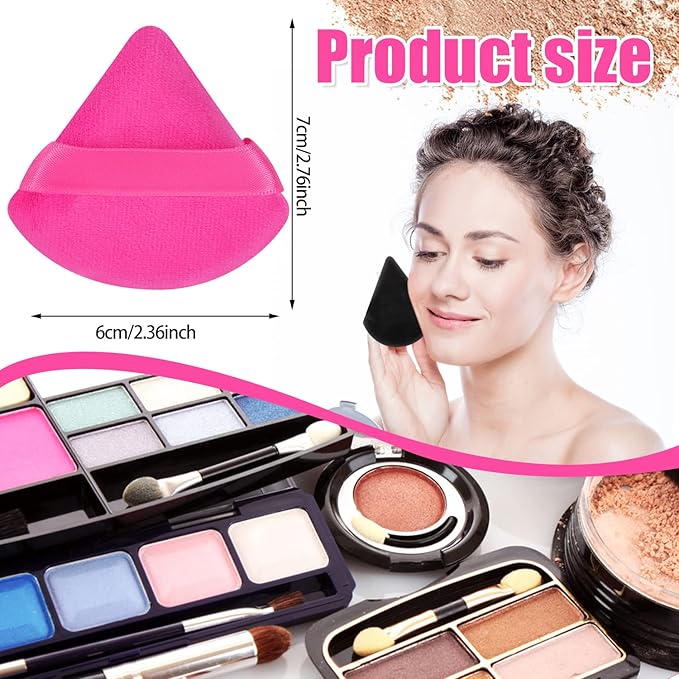 Pimoys 6 Pieces Powder Puff Face Soft Triangle Makeup Puff for Loose Powder Setting Powder, Velour Foundation Sponge Makeup Blender Sponge Beauty Makeup Tool