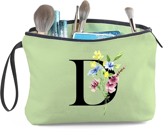 Women Birthday Maid of Honor Monogrammed Gifts for Bride Bridesmaid Sister Friend Her Teacher Makeup Cosmetic Bag with Mirror Mothers Day Christmas Graduation D