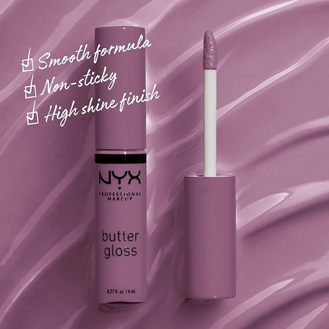 NYX PROFESSIONAL MAKEUP Butter Gloss, Non-Sticky Lip Gloss - Marshmallow (Muted Lilac)