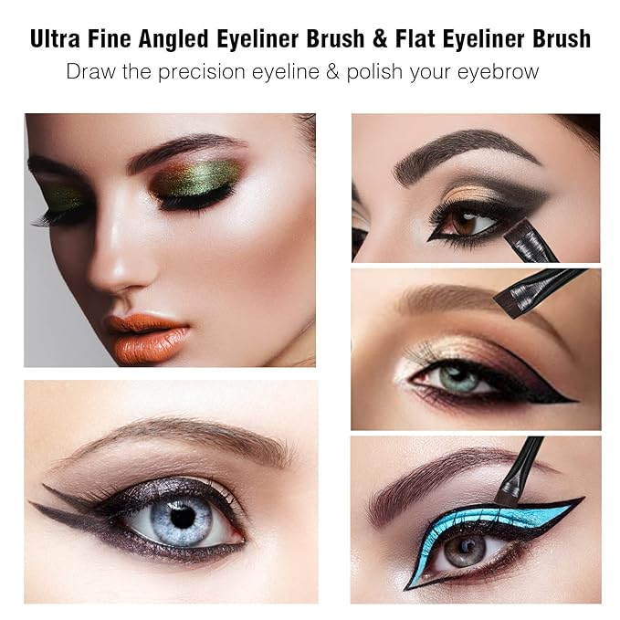 Eyeliner Brush Brow Tint Brushes Eyebrow Brushes Set Fine Angled Point Angled Slanted Tinting Ultra Thin Flat Makeup Premium Eyebrow Precision Gel Professional Soft Synthetic Hairs
