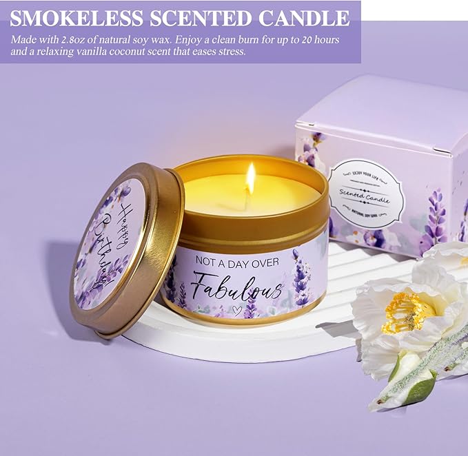 Birthday Gifts for Women - 13PCS Unique Happy Birthday Gifts Basket for Mom Her Best Friend Sister Wife Girlfriend Coworker - Relaxing Spa Self Care Package Get Well Soon Gifts Set (Lavender)