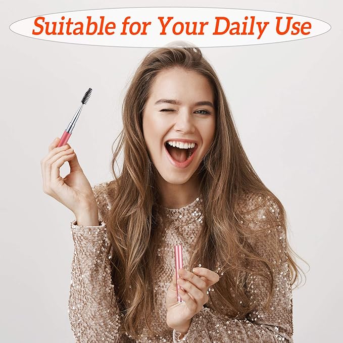 Patelai 10 Pieces Eyelash Brush with Cap Eye Brow Brush Applicator Eyelash Extension Mascara with Handle Portable Eyebrow Spiral Brushes Wands Reusable Cosmetic Scrub Makeup Tool