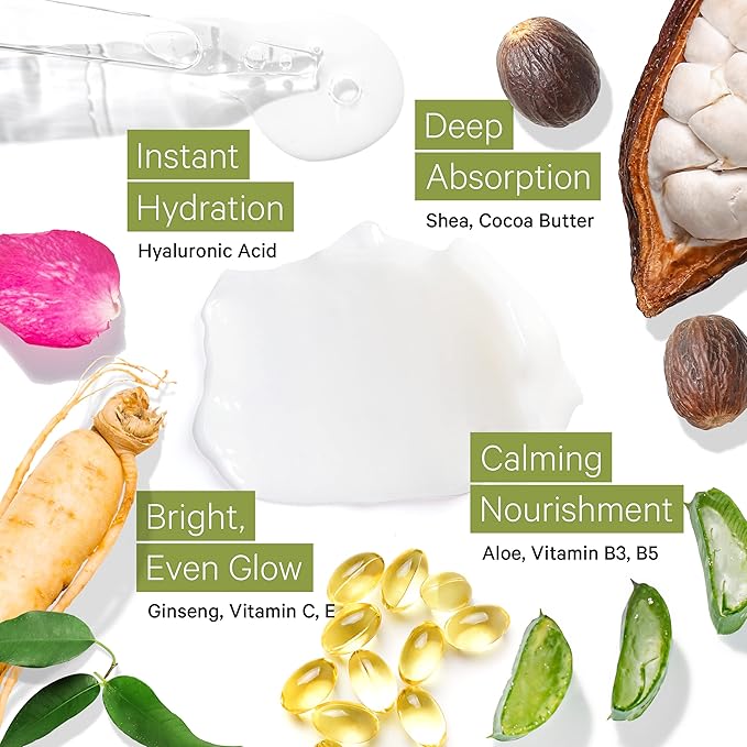 Tree to Tub Hydrating Face Moisturizer for Dry & Sensitive Skin - Water Based Hyaluronic Acid Facial Moisturizer, Vitamin C & E Face Cream for Women & Men w/Organic Aloe, Green Tea, Natural Ginseng