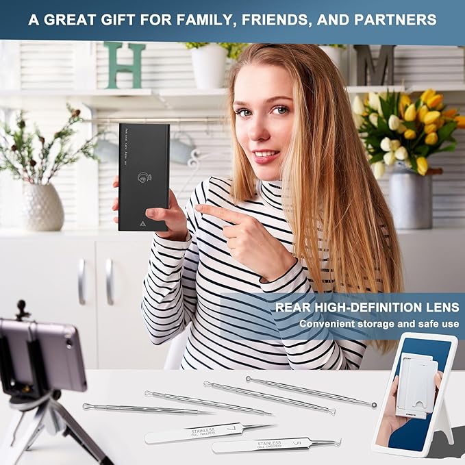 Professional Facial Blackhead Remover Tools,6-Piece Stainless Steel Acne Extractor Tools Set with Storage CaseKit for Whitehead Acne Blemishes Comedones Stainless Steel Makeup Tool