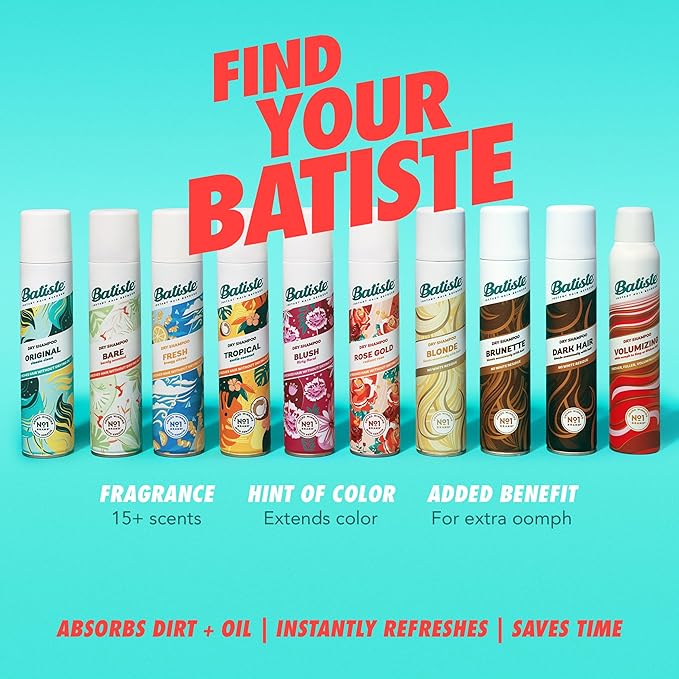 Batiste Dry Shampoo, Volumizing, Refresh Hair and Absorb Oil Between Washes, Waterless Shampoo for Added Hair Texture and Body, 5.71 oz