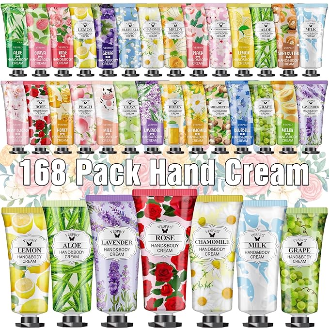 168 Pack Hand Cream Set For Women, Hand Lotion for Bridal Shower Favors, Bridesmaid Gifts, Thank You Gifts, Birthday Gifts, Employee Appreciation Gifts, Hand Lotion Travel Size for Dry Cracked Hands