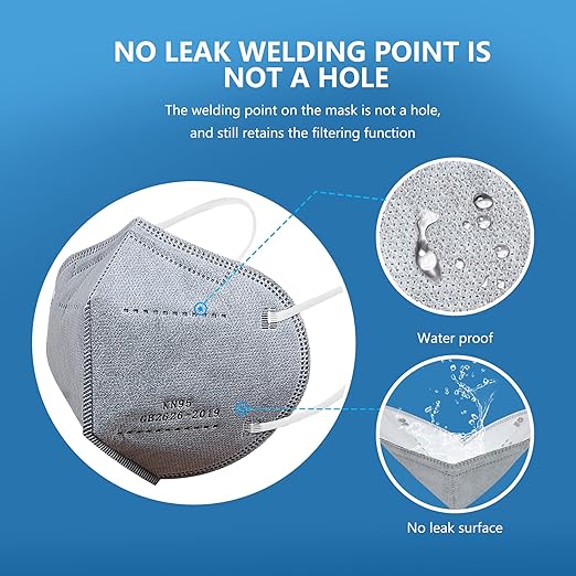 akgk KN95 Face Mask 50 PCS, Breathable Protection Masks, 5-Ply KN95 Grey Masks, Cup Dust Safety Masks