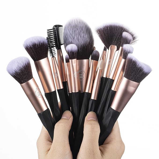 111 Black makeup brushes and makeup sponges 18pcs makeup tool set makeup brushes set natural synthetic eye shadow foundation make-up facial mixed powder blusher concealer eye makeup brush set