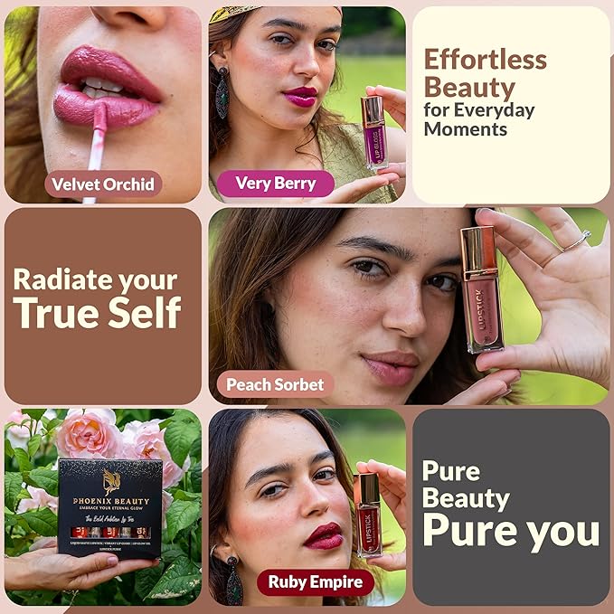 Lip Trio – Matte Red Lipstick + Gloss & Lip Oil | Smudge-Proof Lipstick + Hydrating Lip Care with Jojoba and Vit-E | Vegan, Clean, Non-Toxic, Summer-Ready Gift Set (Scarlet Flame)