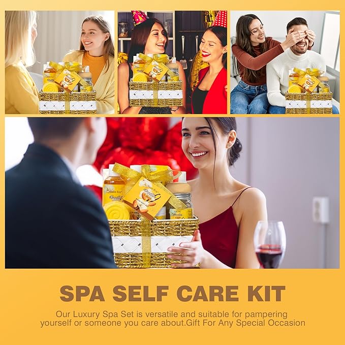 Spa gift baskets for women, Perfumes gifts for women 25 pcs for Women & Men Bath and Body Shower Bath Kit, Vanilla & Honey Almond birthday gifts bath gift Spa Kit, Mother's Day Gifts for Mom