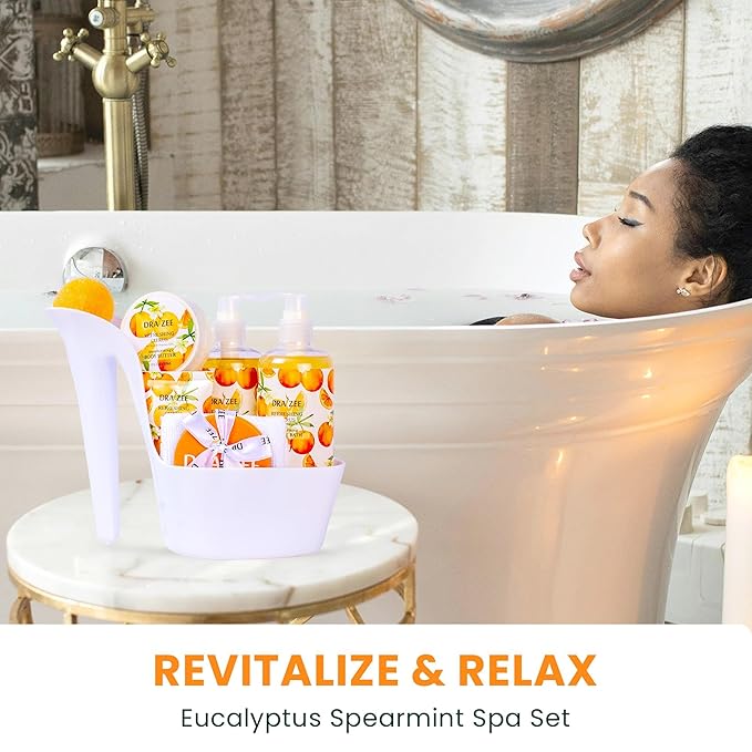 Luxury Spa Gifts for Women – 8 Pc Citrus Scented Bath and Body Set with Bubble Bath, Lotion & More – Luxury Self Care Kit for Wife, Mom, Girlfriend, Birthday Gifts for Women by Draizee