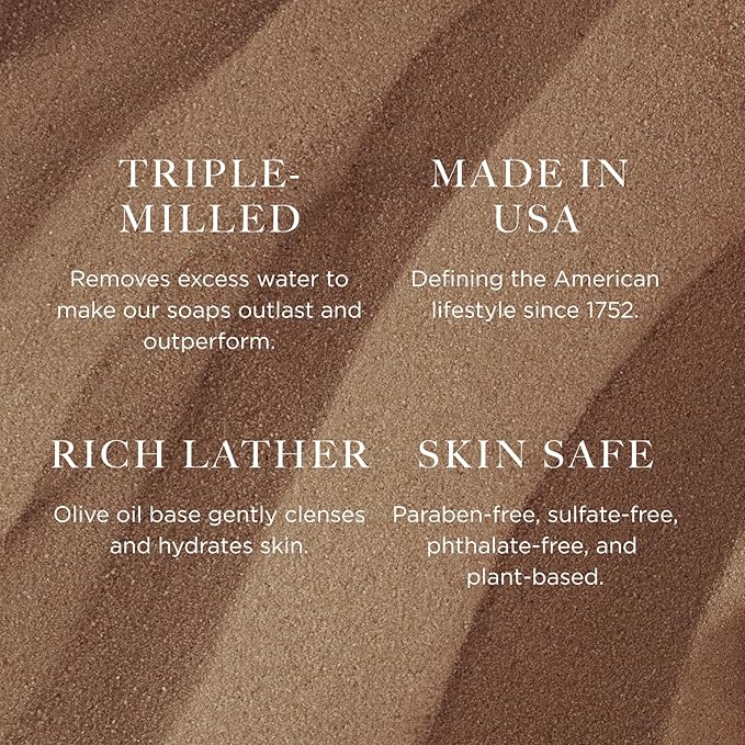 Caswell-Massey Newport Men’s Bar Soap, Sophisticated Marine Scent, Moisturizing Natural Body Wash for Bath, Face & Hands, Triple-Milled with Essential Oils, Plant-Based & Cruelty-Free, 5.8 oz