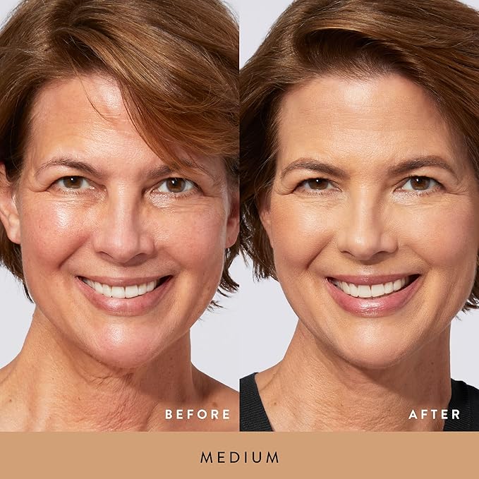 LAURA GELLER NEW YORK Everyday Routine Kit - Baked Balance-N-Brighten Color Correcting Powder Foundation, Medium + Retractable Angled Kabuki + Spackle Makeup Primer, Champagne Glow (3 PC)