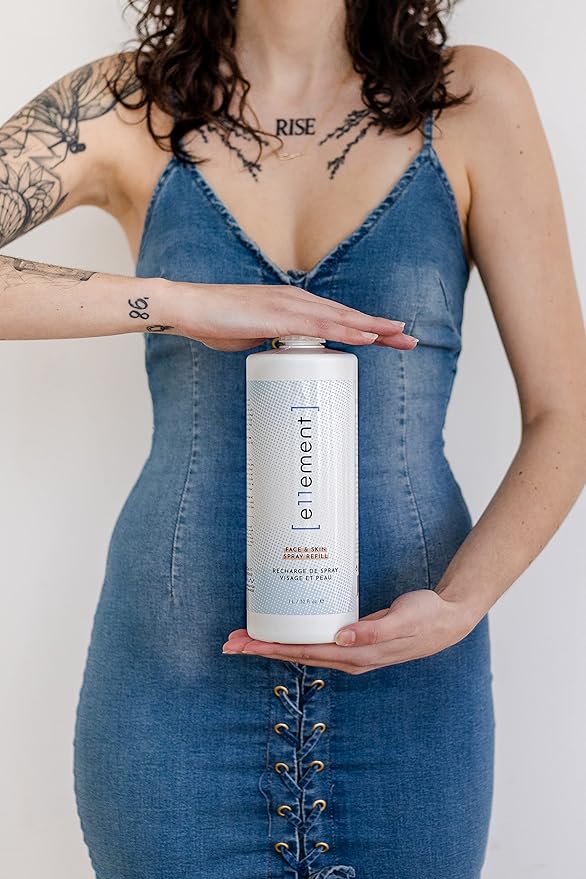 Hypochlorous Acid Face and Spray - 1 L Refill – Daily Toner – Dry Skin - Facial Cleanser - Tattoo Aftercare – Post Workout Refresher - Piercing Aftercare – Lash Cleanser - All Natural - e11ement