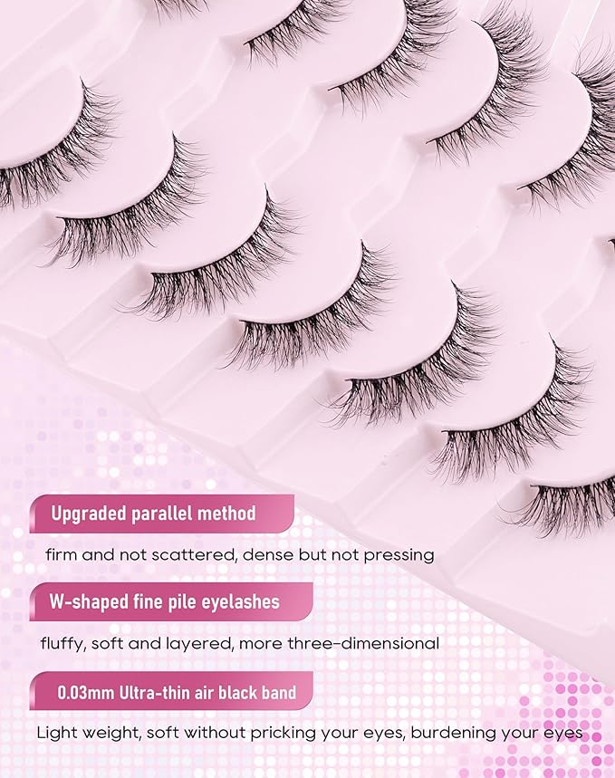 Frihappy Wispy Lashes Natural Eyelashes Fake Eyelashes Natural Lashes False Eyelashes Natural Eye Lashes Mink Lashes FRH-2