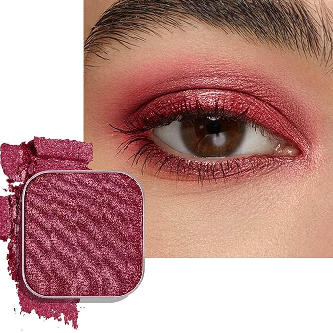 Shimmer Single Eyeshadow Refill – Plum Coloring, High Pigment, Long-lasting, No Fallout – Single Pan with Metal Base, Compatible with Magnetic Palettes – Eyeshadow Pan for DIY Makeup