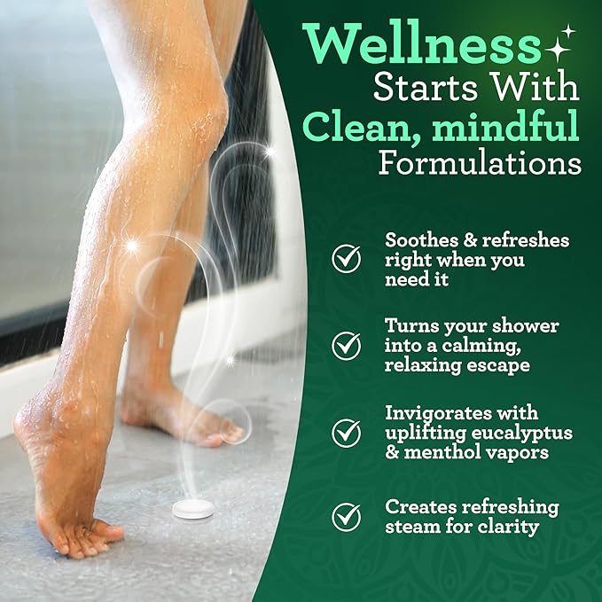 GuruNanda Eucalyptus Vapor Shower Tablets, Clean-Dissolving Aromatherapy Shower Steamers with Eucalyptus & Menthol, Promotes Relaxation, Ideal for Gifting, 10 Count