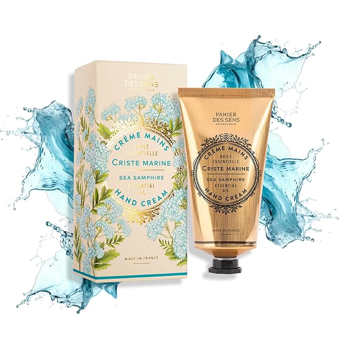 Panier des Sens - Hand Cream for Dry Cracked Hands - Sea Samphire Hand Lotion with Shea Butter & Olive Oil - Vitamin E Skin Moisturizer with 97% Natural Ingredients - Made in France, 2.5 fl oz