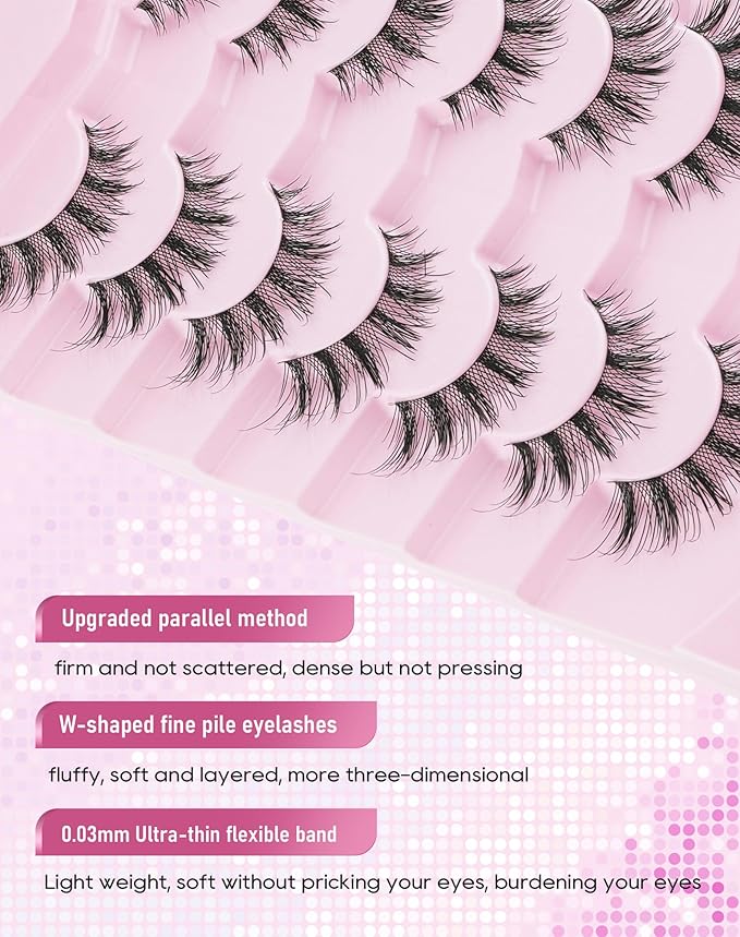 Frihappy Manga Lashes Japanese Anime Lashes Spiky Wispy False Eyelashes Strip Doll Lashes HPM-3