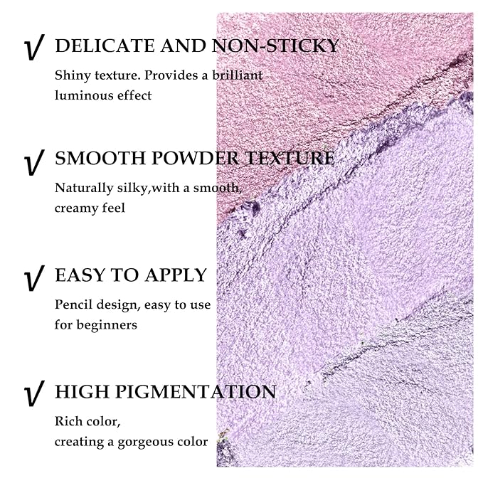 Boobeen 3PCS Cream Eyeshadow Pencil Crayon Waterproof Brightener Stick Shimmer Pen Create Glitter Eye Makeup, Easy to Use