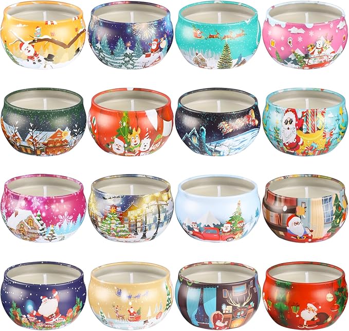 16PCS Scented Candles Christmas Gift Set, Natural Soy Wax 2.5oz Candles for Christmas Gift, 16 fragrances Flavor