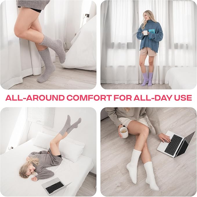 CoolMate GLOBAL Fuzzy Socks for Women Gift Box, Cozy, Soft, Comfy & Cloud-Like Socks, Plush, Durable for Spa, Home