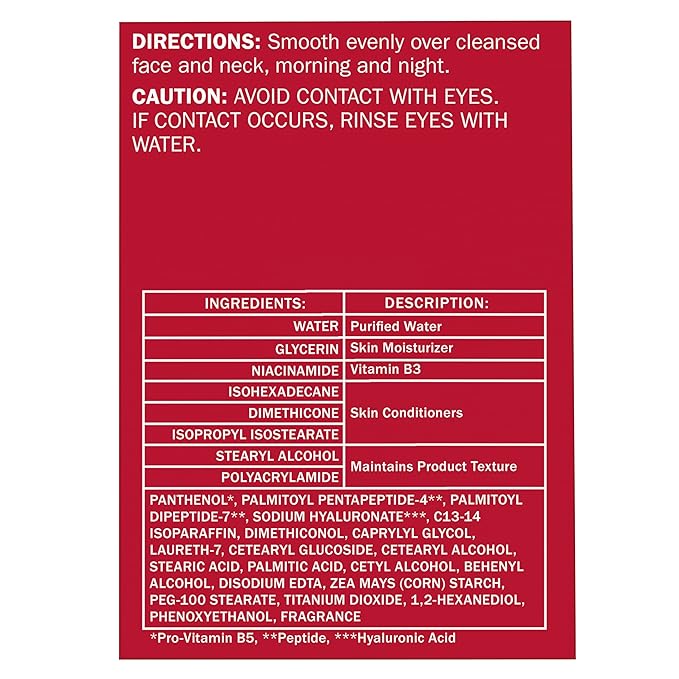 Olay Niacinamide Face Moisturizer, Firming Cream for Women, Non-Greasy - Anti-Wrinkle, Anti-Aging, Hydrating, Renewing, Stronger Skin Barrier, Smooths - Peptides, 1.7 Oz