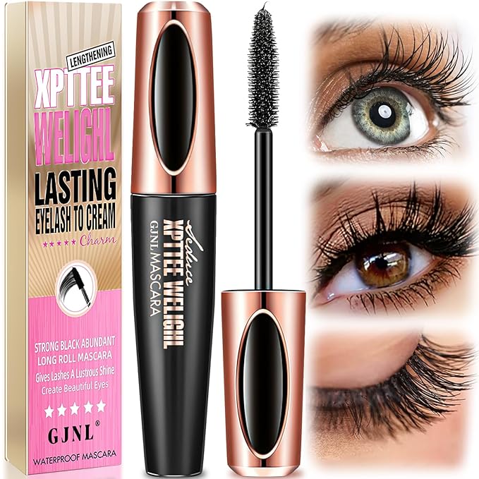 4D Silk Fiber Lash Mascara Waterproof - Stocking Stuffers Gifts for Women Natural Long Lasting Mascara Black Volume and Length, Christmas Xmas Presents Gifts for Girls