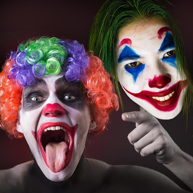 Halloween Joker/Clown Makeup, Complete Joker/Clown Makeup Kit Face Paint SFX Character Set, Professional Joker Make Up Kits for Art Costume, Dress-Up Party, Cosplay, Stage & Film