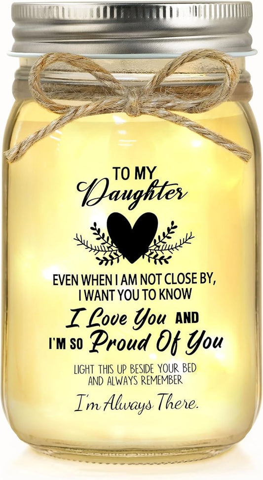 Gift for Daughter, Daughter Gifts from Mom, Daughter Birthday Gifts from Mom Dad, Mother Daughter Gift, Christmas Daughter Gift Mother's Day Daughter Gift Graduation Decorative Jar Light Night