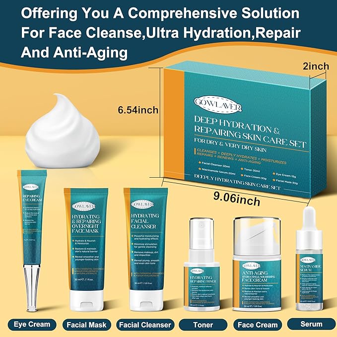 Skin Care Set for Teens Women,Anti-Aging Deeply Hydrates Repairs Skincare Gift Set for All Skin,Facial Skin Care Products Routine Kit Christmas Beauty Gift Set for Women