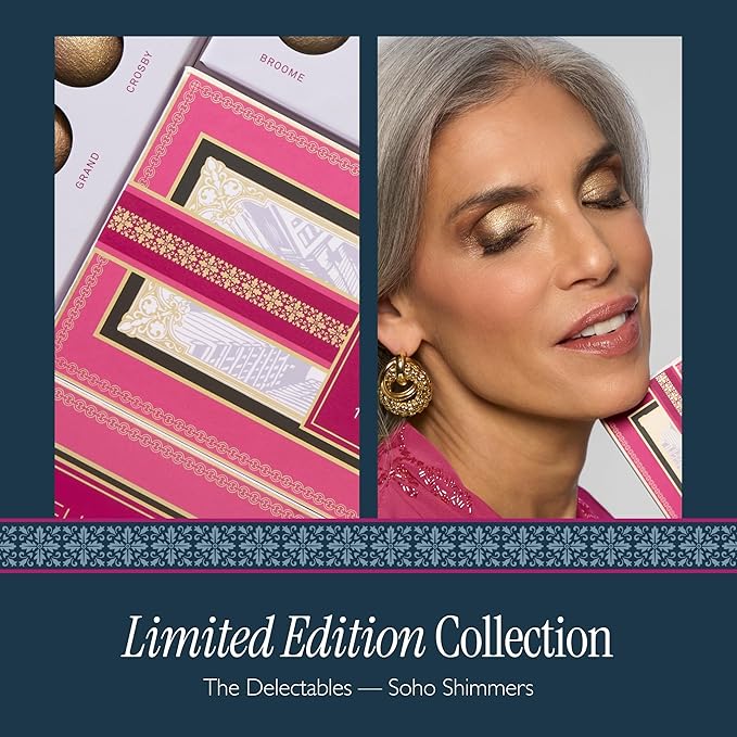 LAURA GELLER NEW YORK The Delectables Soho Shimmers Eyeshadow Palette - Includes 14 Shimmer-Finish Baked Eyeshadows in Stunning Neutral Shades - Long-Lasting High-Shine Eyeshadows for Everyday