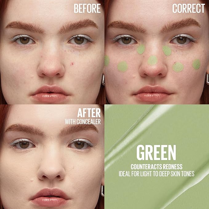 Maybelline Instant Age Rewind Instant Eraser Color Correcting Concealer, Crease-Resistant Coverage, Up to 12HR Moisturizing Wear, Green Color Corrector, 151, 1 Count