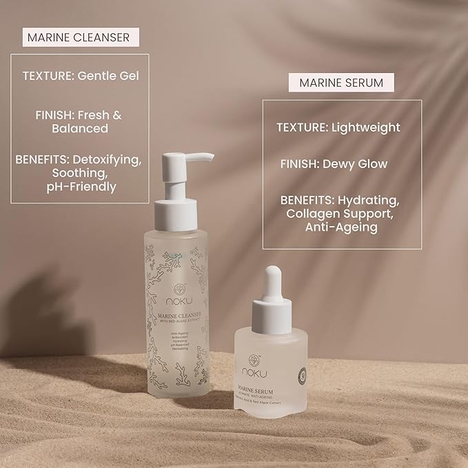 Noku Marine Serum – Red Algae, Hyaluronic Acid & Vitamin C | Anti-Aging, Firming & Deep Hydration | Vegan, Cruelty-Free, Clean Skincare for Glowing Complexion (30ml)
