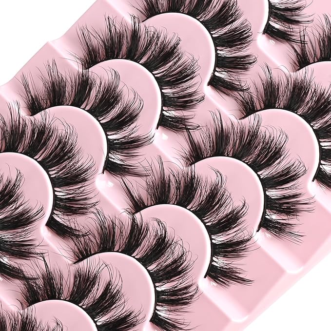 FARRED Lashes Strips Natural Fake Eyelashes Wispy Doll Eye Lash Manga Eyelash Natural Look 7 Pairs Separated Volume False Eyelash Pack Wispies Anime Strip Pestañas Spiky Look (A10 | 11-17MM)